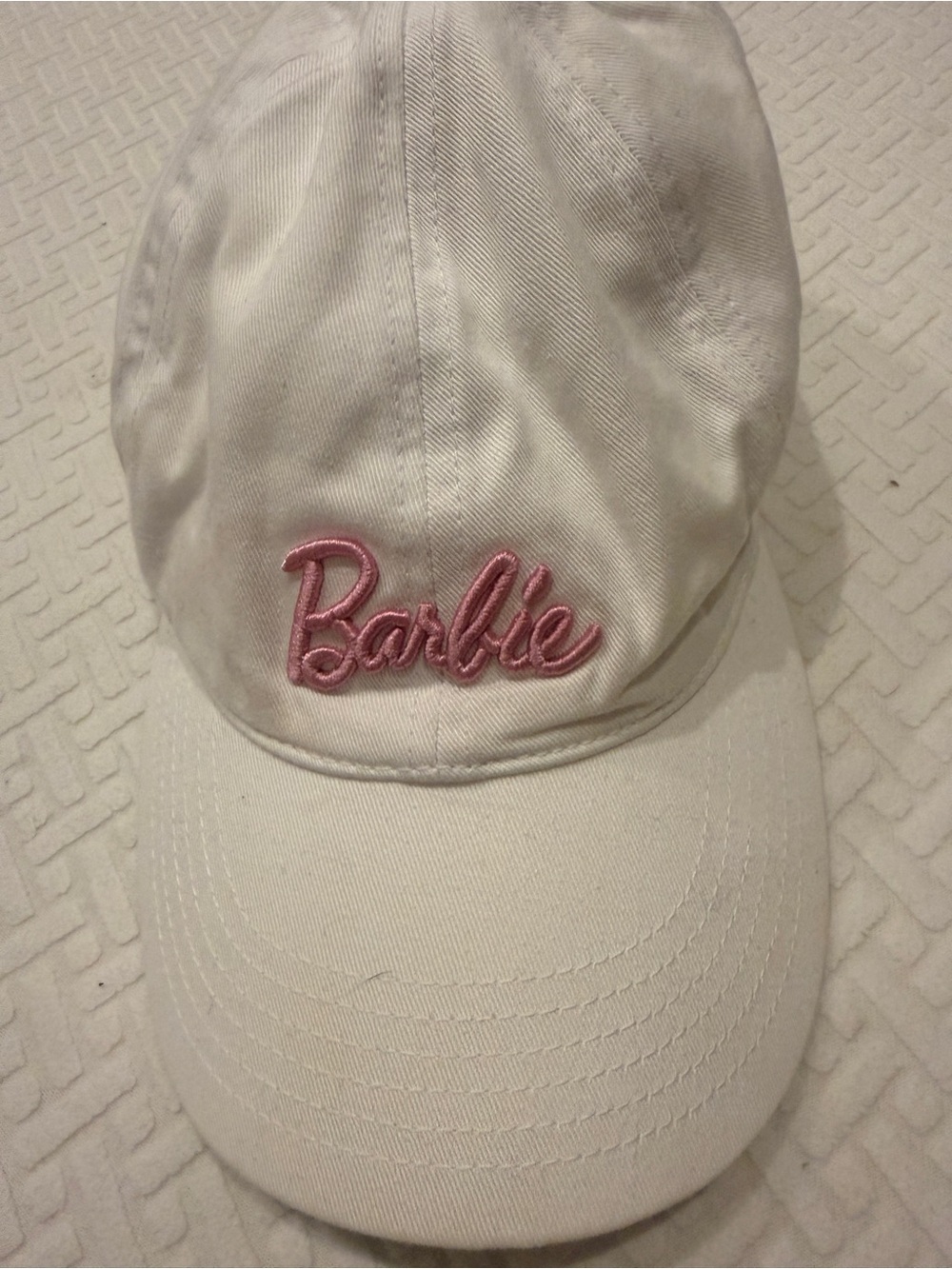Kith BARBIE White Kids Cap with Pink Script Logo